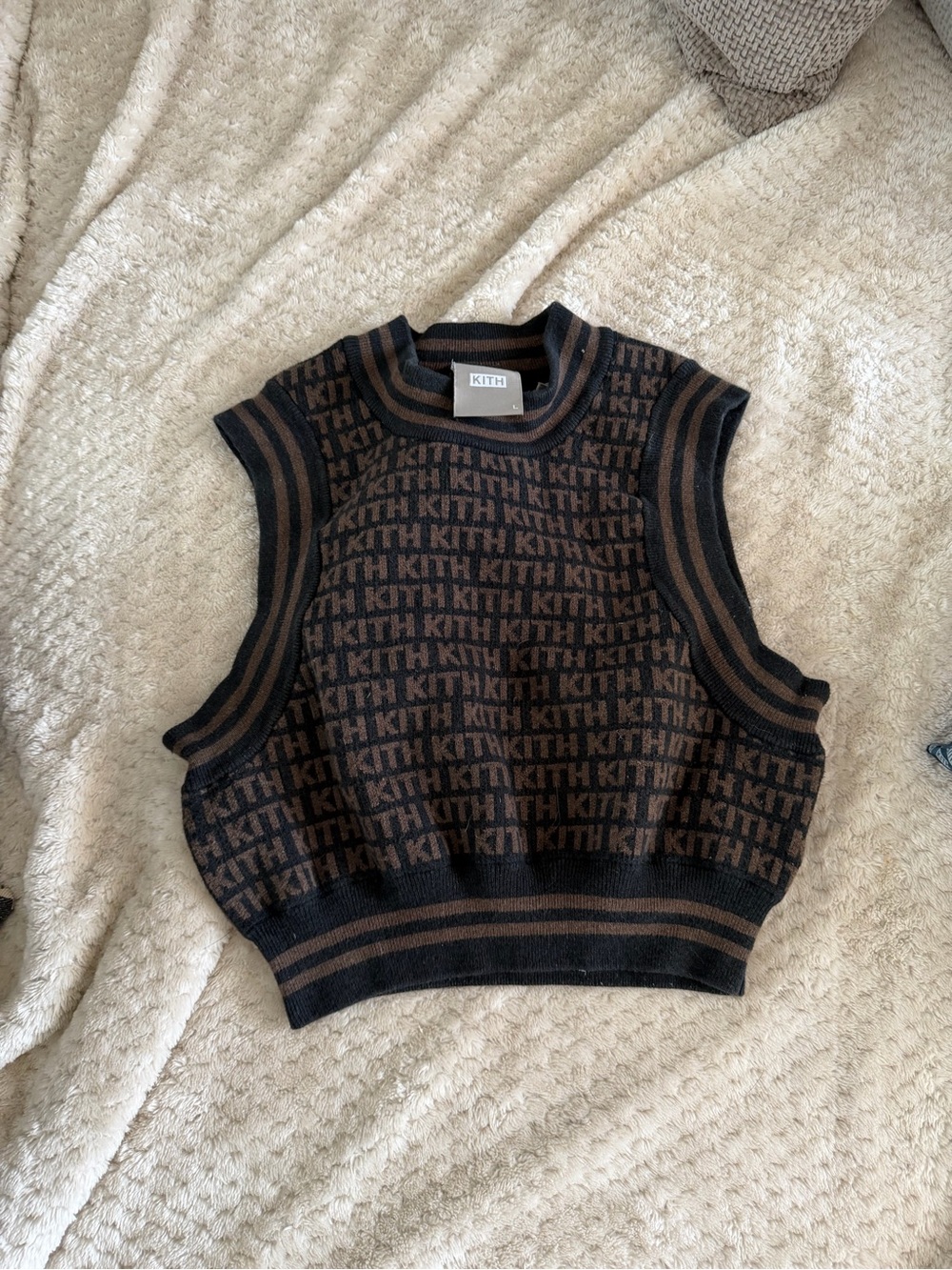 Kith Brown & Black Logo Knit Sleeveless Pullover
